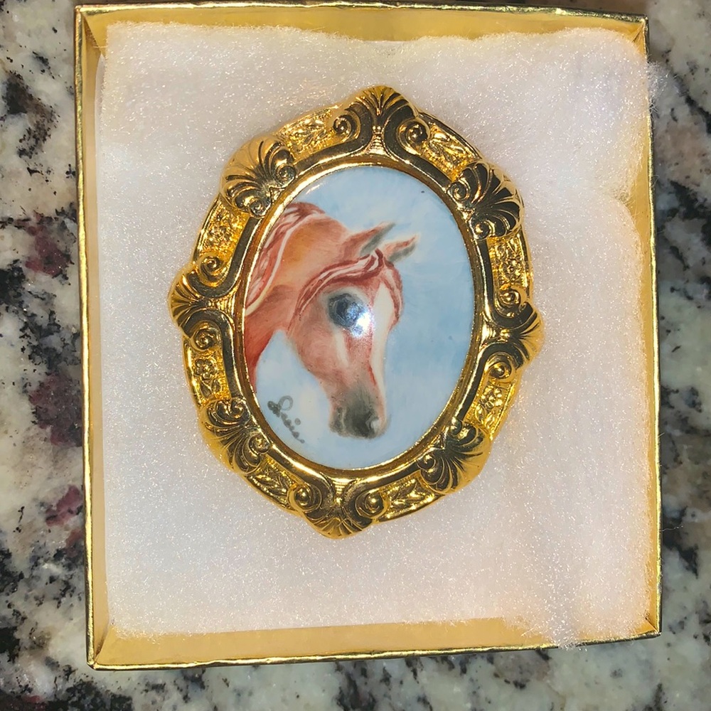 Hand painted Arab horse pin